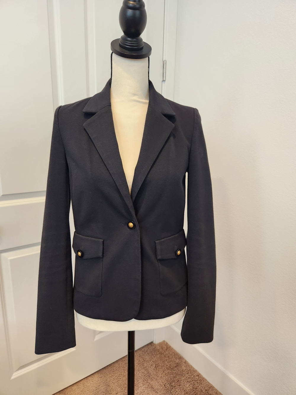 Tory Burch Black Notch-Lapel Single-Button Blazer